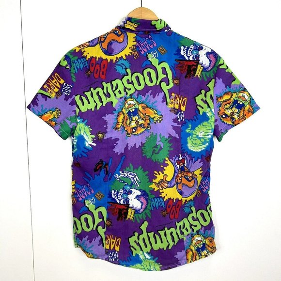 Goosebumps Shirt Mens Size Small Button Up Short Sleeve Allover Print Lonely Kid - Picture 2 of 4
